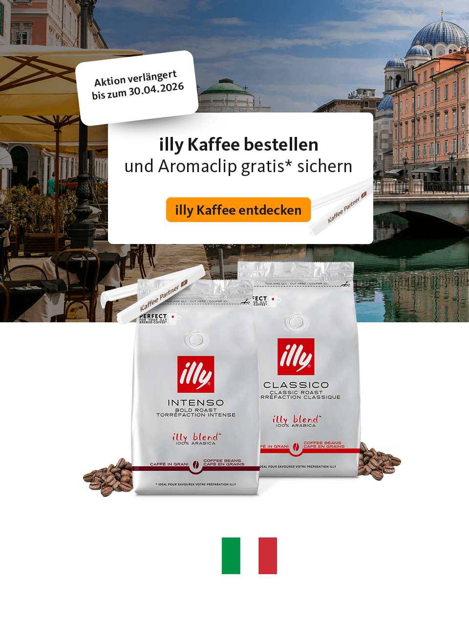 illy Kaffeebohnen Aktion verlängert bis Ende April. Jetzt noch zugreifen.