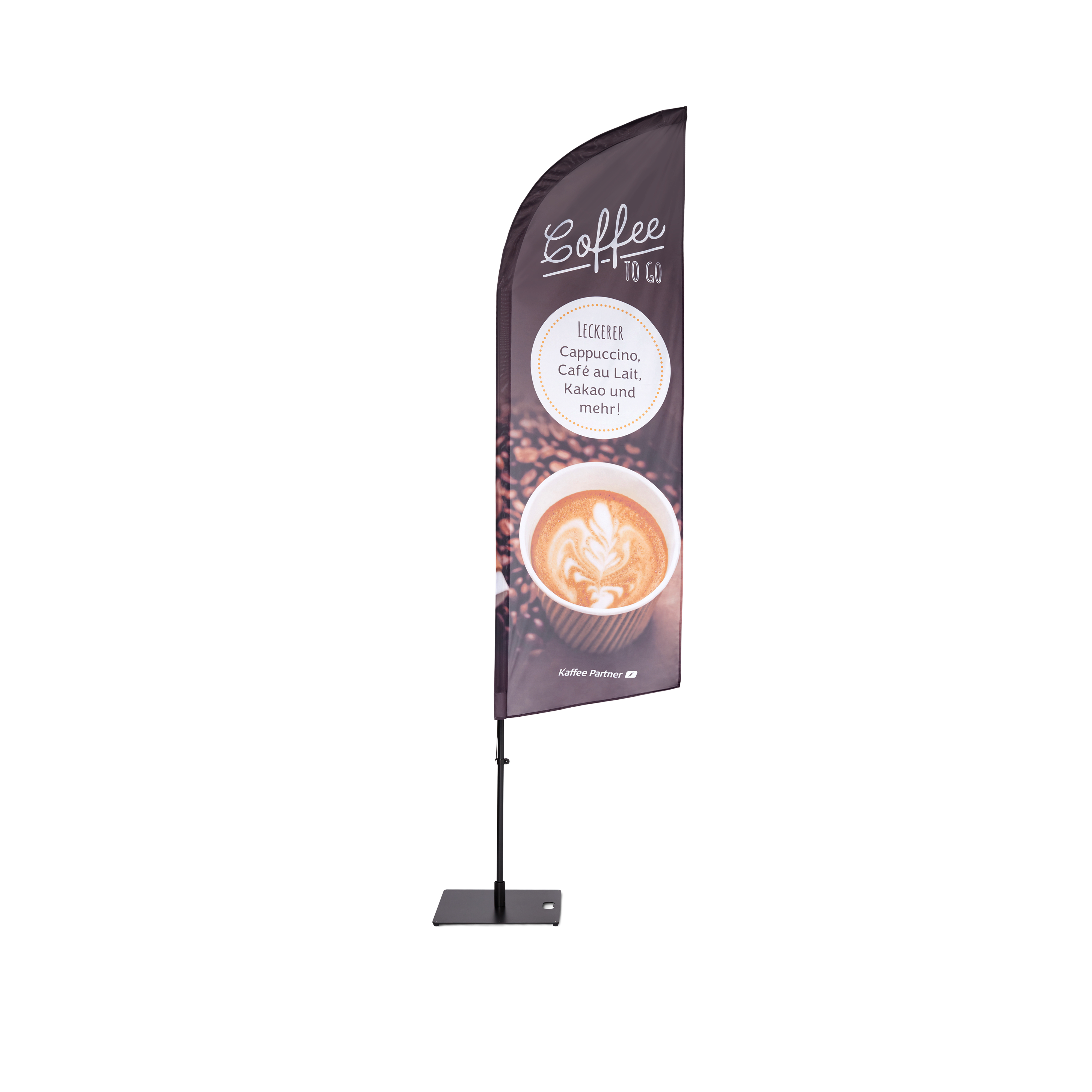 Beachflag Kaffee & Brötchen ca 275 cm hoch Werbung Cafe square Bäckerei SEF507 